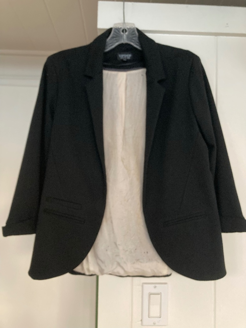 Topshop 3/4 sleeve black soft blazer